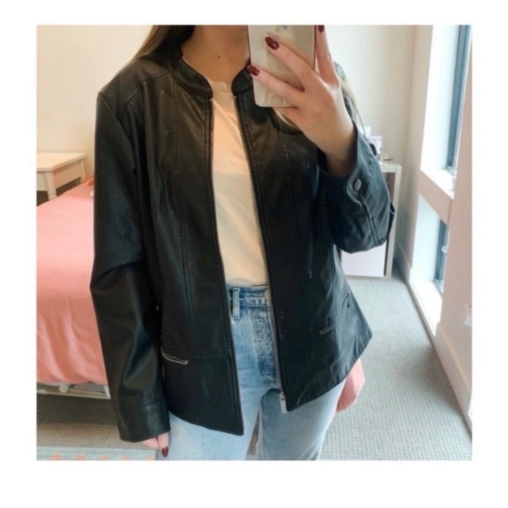 Black Faux Leather Moto Jacket - Picture 3 of 6